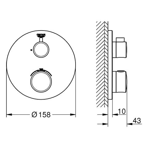 GROHE Thermostat-Brausebatterie Grohtherm 24075, Fertigmontageset für Rapido SmartBox, chrom