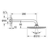 GROHE Kopfbrauseset Rainshower Cosmopolitan 210 26062, 1 Strahlart, Brausearm 286 mm, maximaler Durchfluss bei 3 bar: 8.5 l/min, chrom