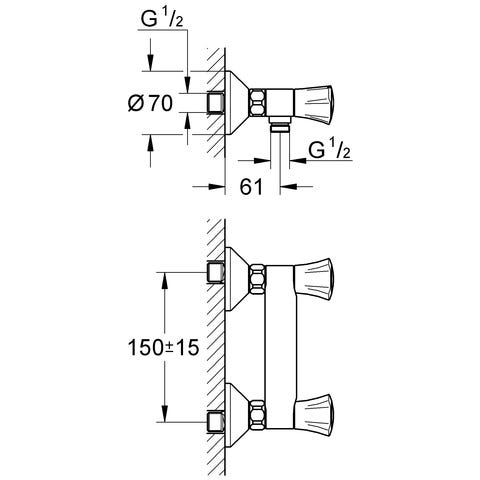 GROHE Brausebatterie Costa 26330_1, Wandmontage, eigensicher, chrom