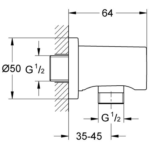 GROHE Wandanschlussbogen Rainshower 27057, Außengewinde, eigensicher, mit runder Rosette, chrom