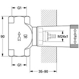 GROHE Unterputz-Ventil 29805, DN 25, vormontiertes Oberteil 1'', kurze Spindel, Gewindeanschluss 1''