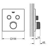 GROHE Thermostat Grohtherm SmartControl 29124, mit 2 Absperrventilen, Fertigmontageset für Rapido SmartBox, Wandrosette eckig, chrom