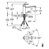 GROHE Einhand-Spültischbatterie Eurosmart Cosmopolitan 30194, mittelhoher Auslauf, Einlochmontage, Niederdruck für offene Warmwasserbereiter, chrom