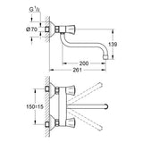 GROHE Spültisch-Wandbatterie Costa 31187_1, schwenkbarer Rohrauslauf, Ausladung 200 mm, chrom