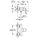 GROHE Einhand-Brausebatterie Eurosmart Cosmopolitan 32837, Wandmontage, eigensicher, chrom