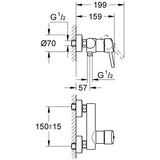 GROHE Einhand-Brausebatterie Concetto 32210_1, Wandmontage, eigensicher, chrom