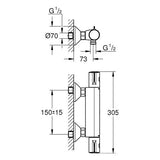 GROHE Thermostat-Brausebatterie Grohtherm 800 34558, Wandmontage, eigensicher, chrom