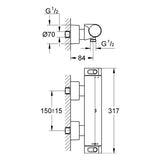 GROHE Thermostat-Brausebatterie Grohtherm 2000 34169_1, Wandmontage, chrom
