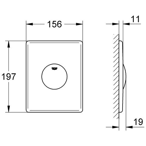 GROHE WC-Betätigung Skate 37547, 156 x 197 mm, senkrechte Montage, Druckknopfbetätigung