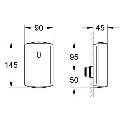 GROHE Umrüstelektronik Tectron 37751_1, Aufputz, für Urinal-Wandeinbauspüler 37 017 und DAL 509, 6 V Lithium-Batterie, Typ CR-P2, chrom