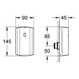 GROHE Umrüstelektronik Tectron 37751_1, Aufputz, für Urinal-Wandeinbauspüler 37 017 und DAL 509, 6 V Lithium-Batterie, Typ CR-P2, chrom