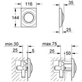 GROHE Urinal-Betätigung Surf 37018 mit Druckknopfbetätigung, 116 x 144 mm