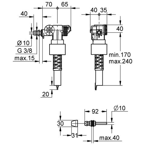 GROHE Füllventil 37092, mit Versatzausgleichsstück