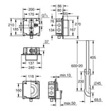 GROHE Druckspüler für WC 37153, DN 20, Wandeinbau, Vorabsperrung, 6-9l einstellbar