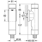 GROHE WC-Druckspüler Rondo A.S. 37347, DN 20, ohne Vorabsperrung, für Flach- und Tiefspül-WC, chrom
