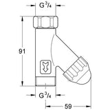 GROHE Original WAS Schrägfilter 41275, DN 20, für Wassertemperaturen bis +80°C, Klarsichtkappe, Maschenweite 315 µm, Filtereinsatz aus Edelstahl, chrom