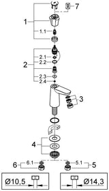 GROHE Standventil Costa 20186_1, Gussauslauf mit Mousseur, Markierung blau, chrom