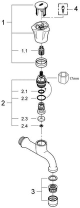 GROHE Auslaufventil Costa 30098_1, Wandmontage, Markierung blau, chrom