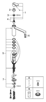 GROHE Einhand-Spültischbatterie Eurosmart Cosmopolitan 30194, mittelhoher Auslauf, Einlochmontage, Niederdruck für offene Warmwasserbereiter, chrom
