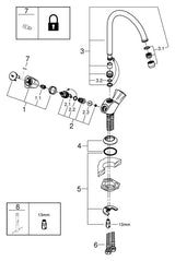 GROHE Spültisch-Einlochbatterie Costa 31831_1, schwenkbarer Rohrauslauf, chrom