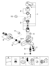 GROHE Einhand-Wannenbatterie Eurosmart Cosmopolitan 32831, Wandmontage, eigensicher, chrom