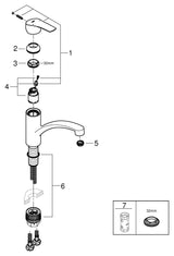 GROHE Einhand-Spültischbatterie Eurosmart 33281_3, flacher Auslauf, Einlochmontage, schwenkbarer Gussauslauf, Schwenkbereich 140°, chrom