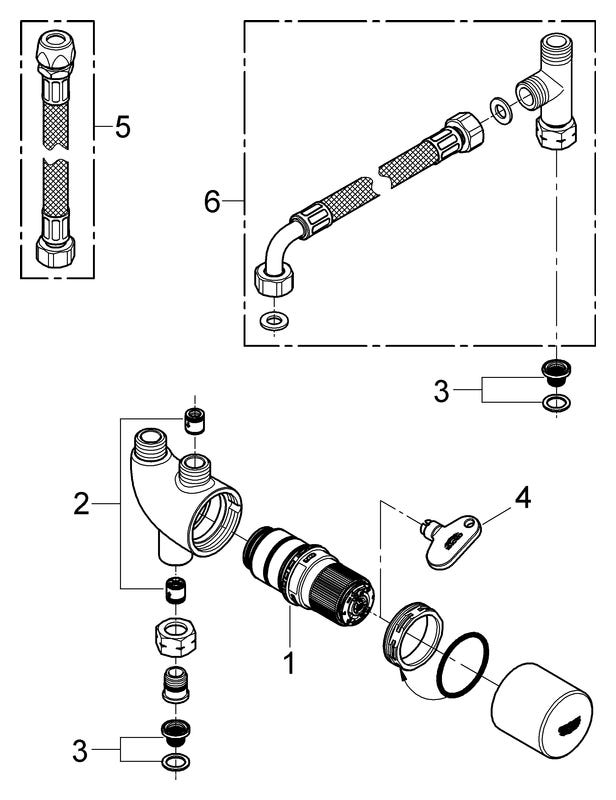 GROHE Thermischer Verbrühschutz/Untertischthermostat Grohtherm Micro 34487, chrom