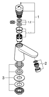 GROHE Selbstschluss-Standventil Euroeco CT 36265, ohne Mischung, Markierung blau/rot, chrom