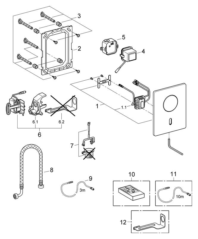 GROHE Infrarot-Elektronik Tectron Rondo 37421, für Urinal, 6 V Lithium-Batterie, Typ CR-P2, chrom