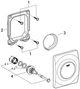 GROHE Urinal-Betätigung Surf 38808, 116 x 144 mm, Fertigmontageset für Rapido U oder Rapido UMB