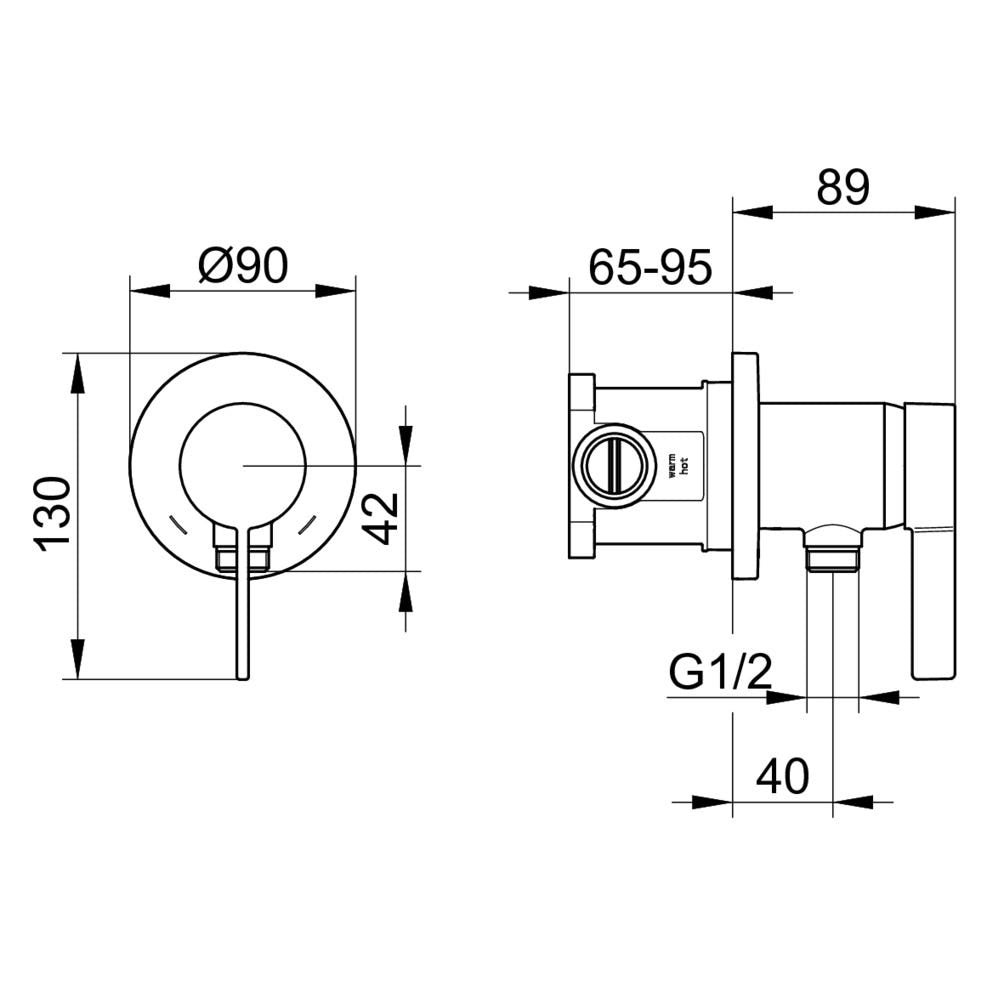 KEUCO IXMO Set IXMO_solo Einhebelmischer mit Schlauchanschluss/rund Griff IXMO Pure verchromt