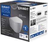 Duravit ME by Starck WC-Set wandhängend weiß Hochglanz, Tiefspüler, rimless, Abgang waagerecht, mit WC-Sitz und Absenkautomatik