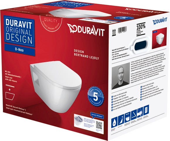 DU Wand-WC Set 540 mm D-Neo Weiß,TS rimless,WC-Sitz m.Absenkautomatik