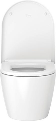Duravit ME by Starck WC-Set wandhängend weiß Hochglanz, Tiefspüler, rimless, Abgang waagerecht, mit WC-Sitz und Absenkautomatik