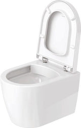Duravit ME by Starck WC-Set wandhängend weiß Hochglanz, Tiefspüler, rimless, Abgang waagerecht, mit WC-Sitz und Absenkautomatik