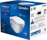 Duravit Starck 3 WC-Set wandhängend, weiß Hochglanz, Tiefspüler, mit WC-Sitz und Absenkautomatik