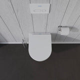 Duravit ME by Starck WC-Set wandhängend weiß Hochglanz, Tiefspüler, rimless, Abgang waagerecht, mit WC-Sitz und Absenkautomatik