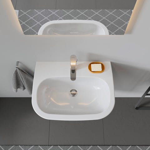 Duravit D-Code Waschtisch, weiß, Keramik, hängend, 1 Waschplatz, mit Überlauf