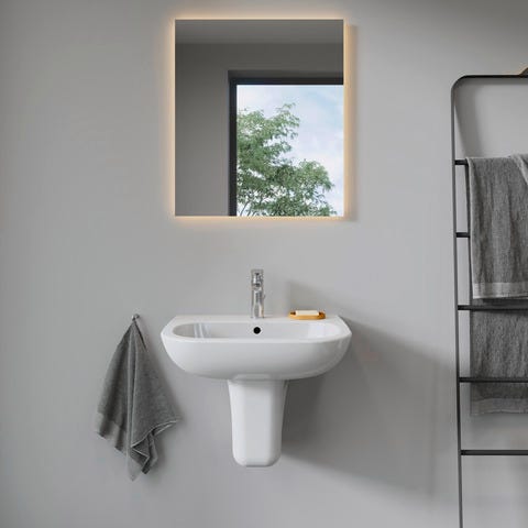Duravit D-Code Waschtisch, weiß, Keramik, hängend, 1 Waschplatz, mit Überlauf