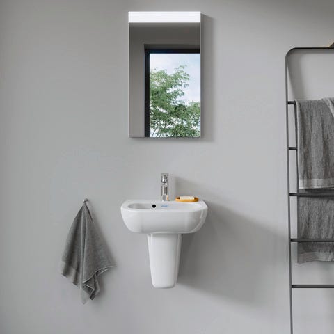 DU Handwaschbecken D-Code 450 mm mit ÜL, mit HLB, 1 HL, weiß