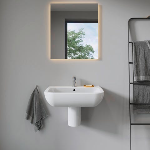 Duravit D-Code Waschtisch, weiß, Keramik, hängend, 1 Waschplatz, mit Überlauf