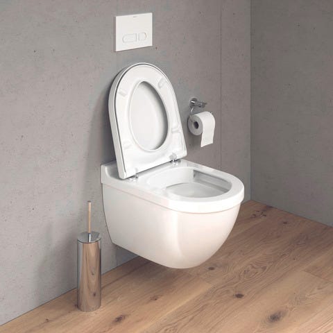 Duravit Starck 3 WC-Set wandhängend, weiß Hochglanz, Tiefspüler, mit WC-Sitz und Absenkautomatik