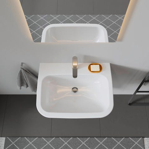 Duravit D-Code Waschtisch, weiß, Keramik, hängend, 1 Waschplatz, mit Überlauf