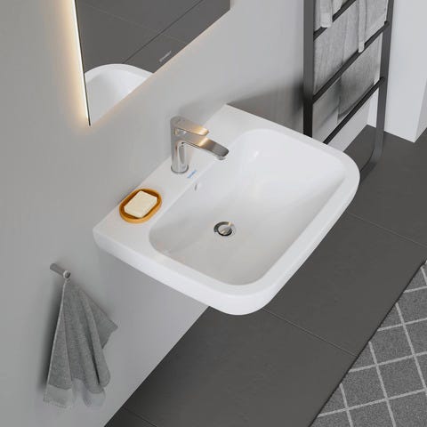 Duravit D-Code Waschtisch, weiß, Keramik, hängend, 1 Waschplatz, mit Überlauf