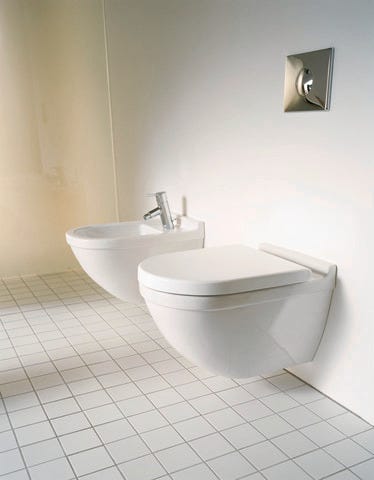 Duravit Starck 3 WC-Set wandhängend, weiß Hochglanz, Tiefspüler, mit WC-Sitz und Absenkautomatik