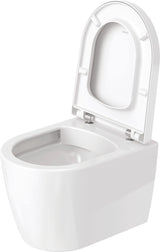 Duravit ME by Starck WC-Set wandhängend weiß Hochglanz, Tiefspüler, rimless, Abgang waagerecht, mit WC-Sitz und Absenkautomatik