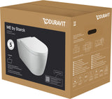 Duravit ME by Starck WC-Set wandhängend weiß Hochglanz, Tiefspüler, rimless, Abgang waagerecht, mit WC-Sitz und Absenkautomatik