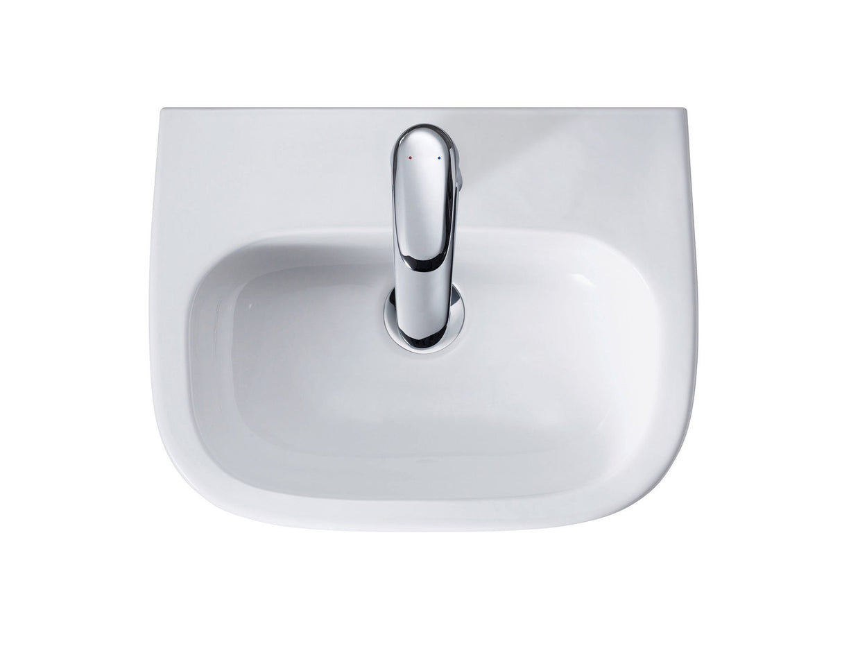 DU Handwaschbecken D-Code 450 mm mit ÜL, mit HLB, 1 HL, weiß