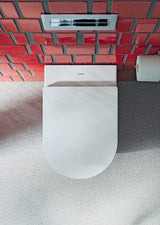 Duravit ME by Starck WC-Set wandhängend weiß Hochglanz, Tiefspüler, rimless, Abgang waagerecht, mit WC-Sitz und Absenkautomatik