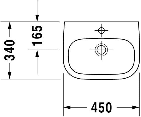 DU Handwaschbecken D-Code 450 mm mit ÜL, mit HLB, 1 HL, weiß